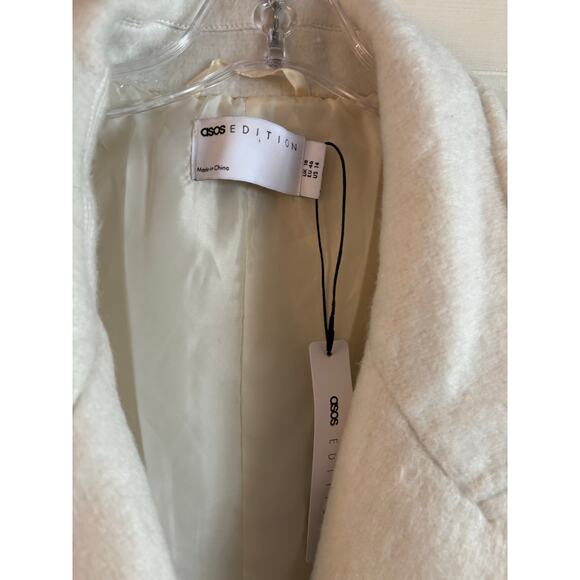 NWT ASOS Edition Women’s Cream Long Coat Double Breasted One Button Size 14 - Picture 6 of 8